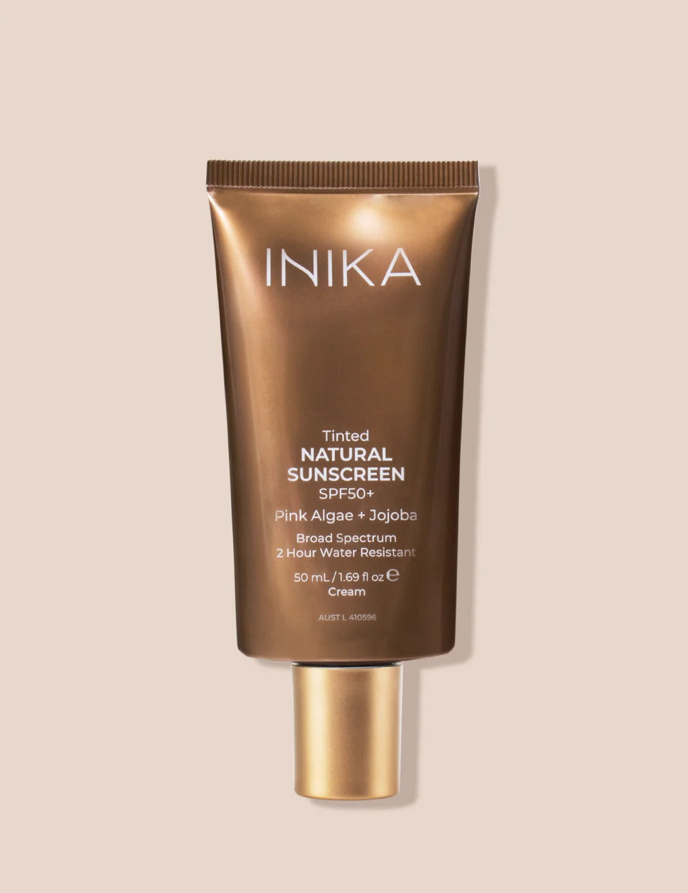 INIKA Organic natūralus apsauginis veido kremas nuo saulės su spalva SPF50+, 50 ml.
